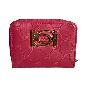 Bebe Nina Hot Pink Compact Embossed Logo Zip Around & Snap Wallet